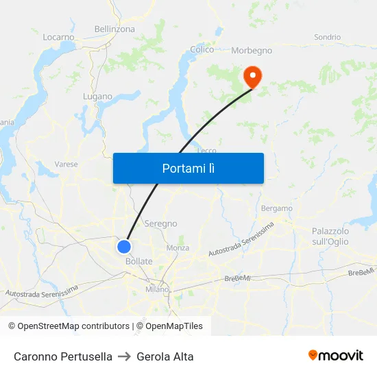 Caronno Pertusella to Gerola Alta map