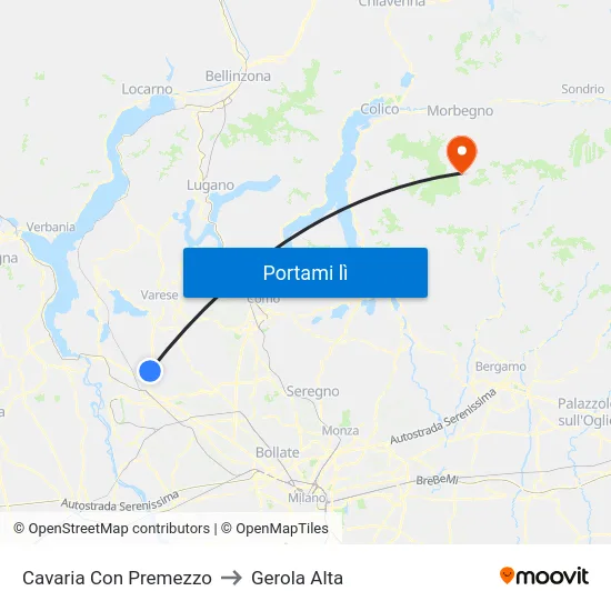 Cavaria Con Premezzo to Gerola Alta map