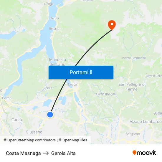 Costa Masnaga to Gerola Alta map