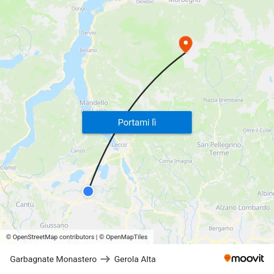 Garbagnate Monastero to Gerola Alta map