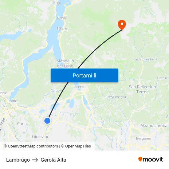 Lambrugo to Gerola Alta map