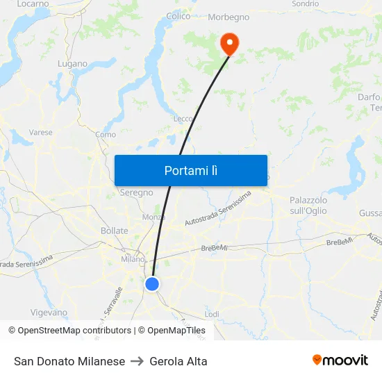 San Donato Milanese to Gerola Alta map