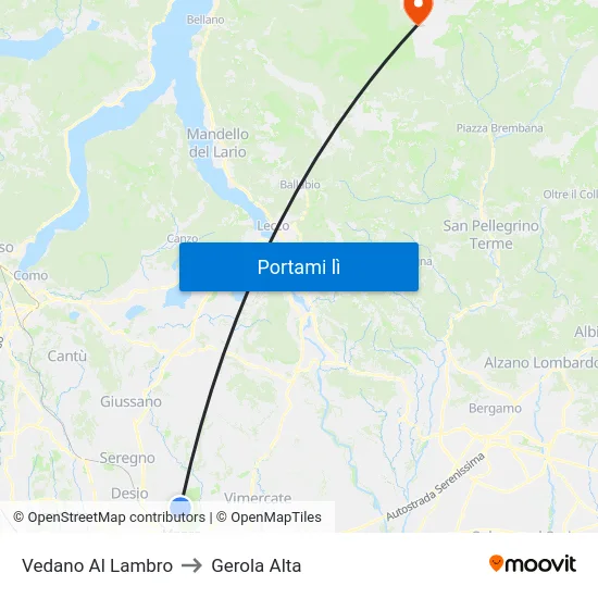 Vedano Al Lambro to Gerola Alta map