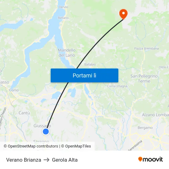 Verano Brianza to Gerola Alta map