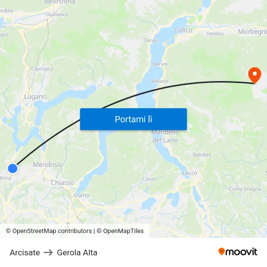 Arcisate to Gerola Alta map