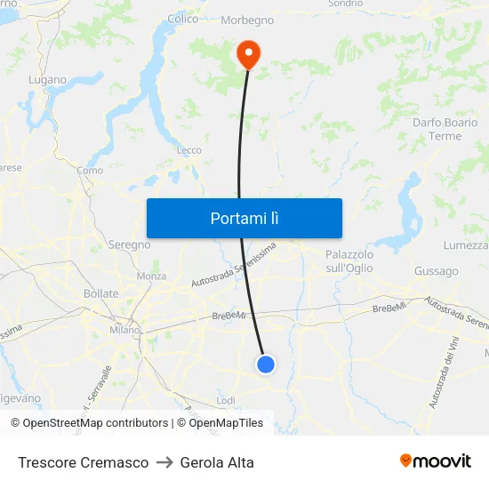 Trescore Cremasco to Gerola Alta map