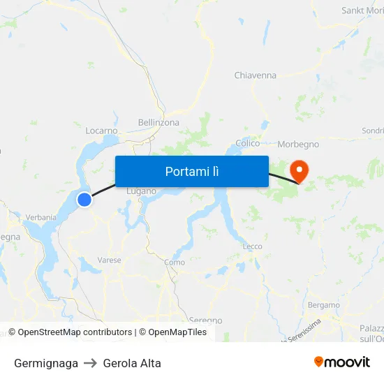 Germignaga to Gerola Alta map
