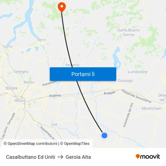 Casalbuttano Ed Uniti to Gerola Alta map