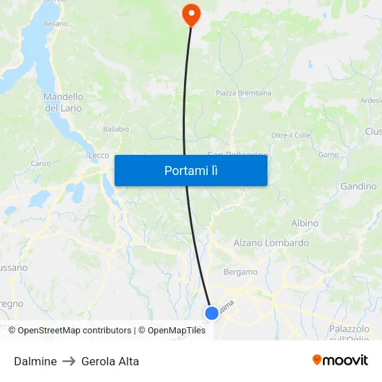 Dalmine to Gerola Alta map