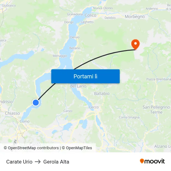 Carate Urio to Gerola Alta map