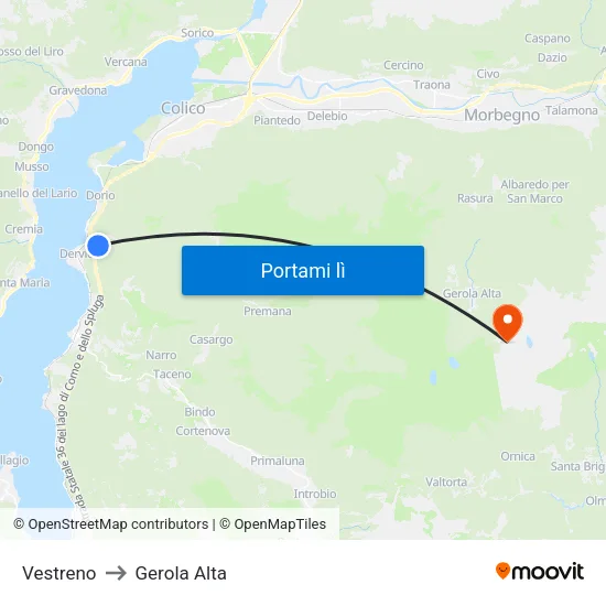 Vestreno to Gerola Alta map