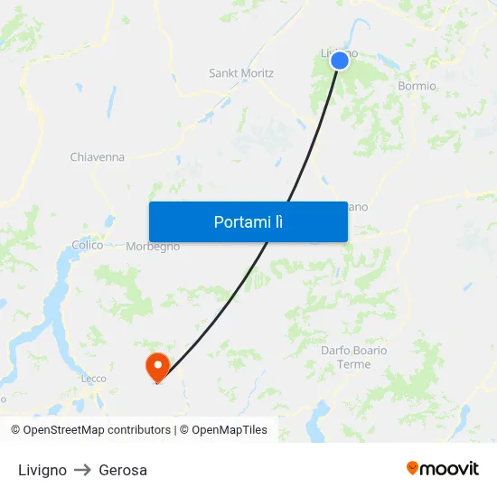 Livigno to Gerosa map