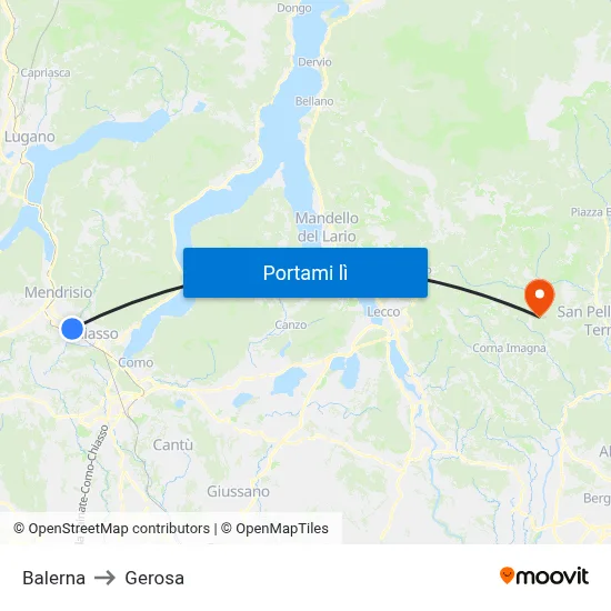 Balerna to Gerosa map