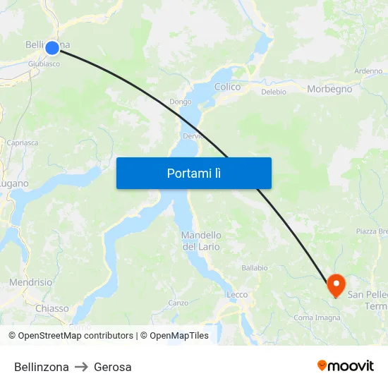 Bellinzona to Gerosa map