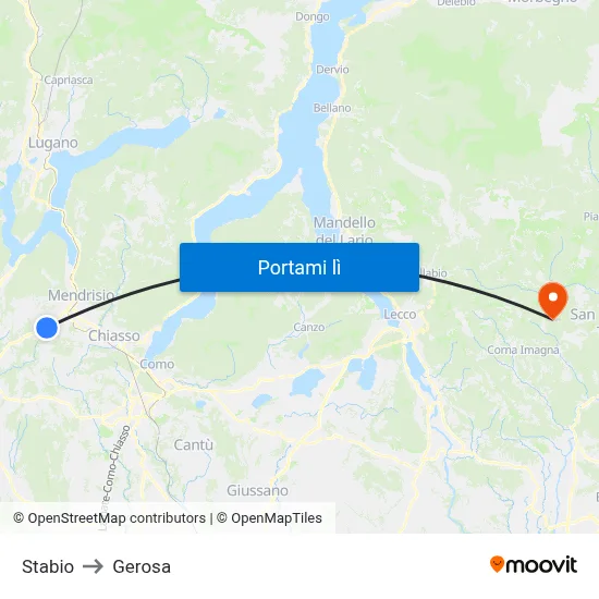 Stabio to Gerosa map