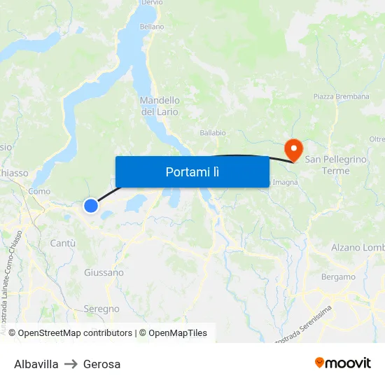 Albavilla to Gerosa map