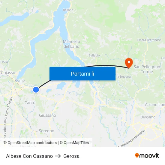 Albese Con Cassano to Gerosa map