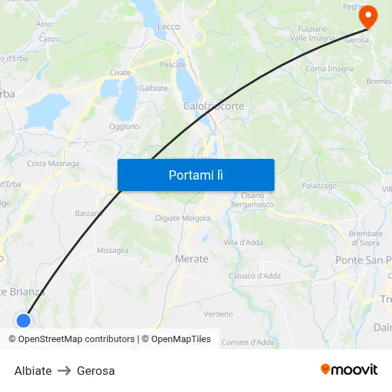 Albiate to Gerosa map