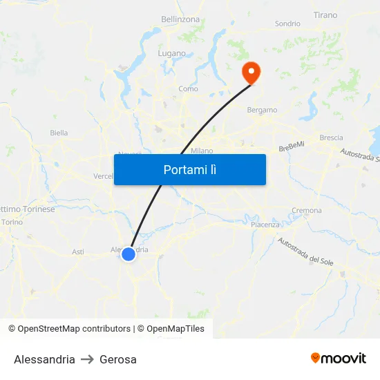 Alessandria to Gerosa map