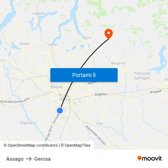 Assago to Gerosa map