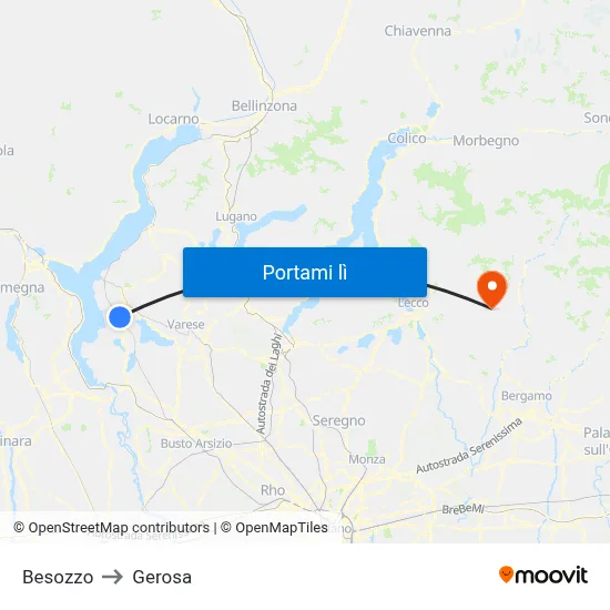 Besozzo to Gerosa map