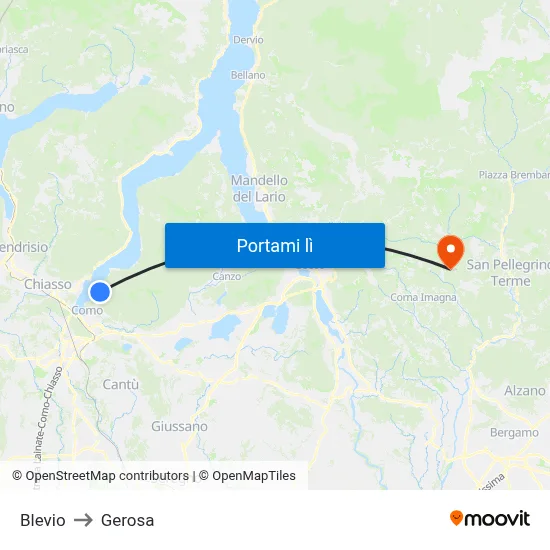 Blevio to Gerosa map