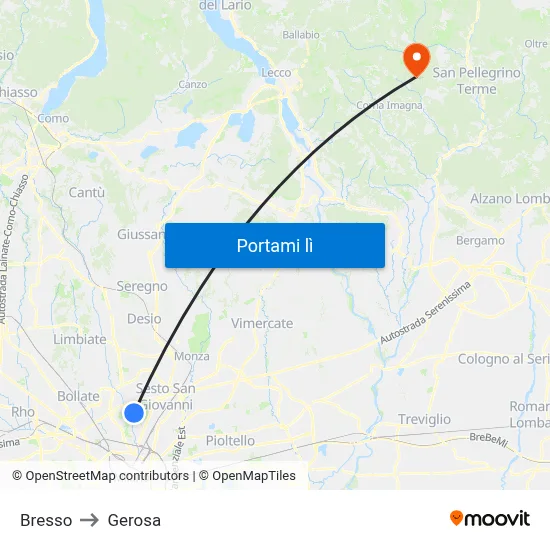 Bresso to Gerosa map