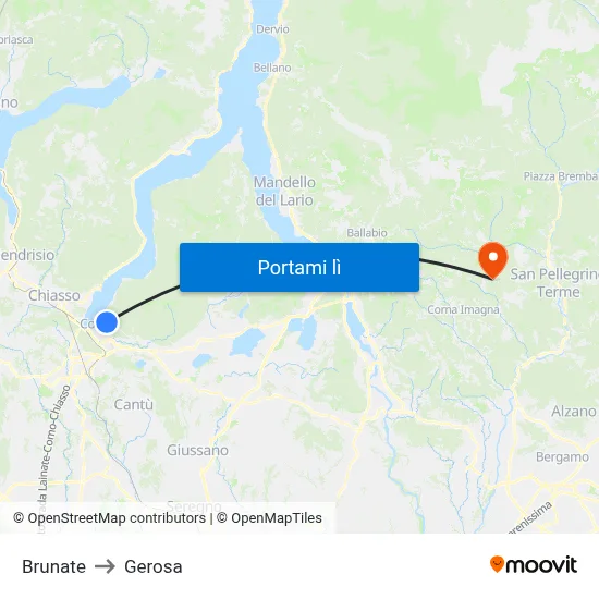 Brunate to Gerosa map