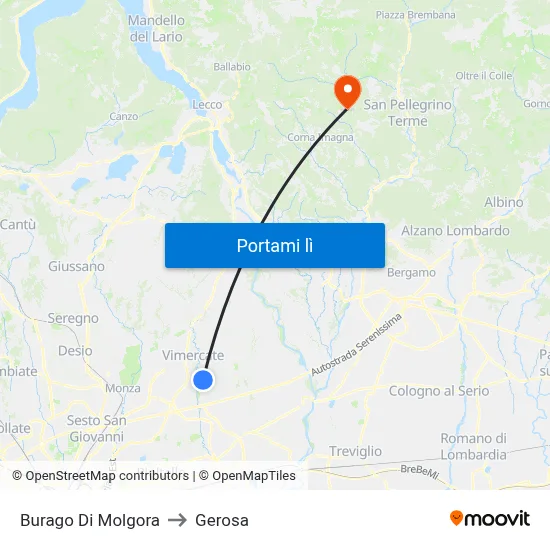 Burago Di Molgora to Gerosa map