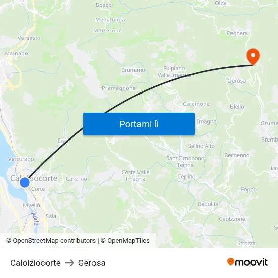 Calolziocorte to Gerosa map