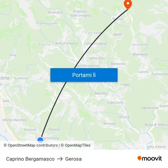 Caprino Bergamasco to Gerosa map