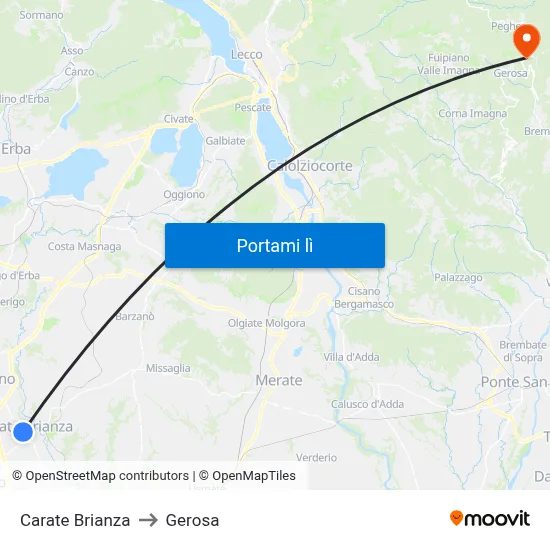 Carate Brianza to Gerosa map