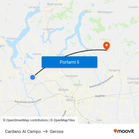Cardano Al Campo to Gerosa map