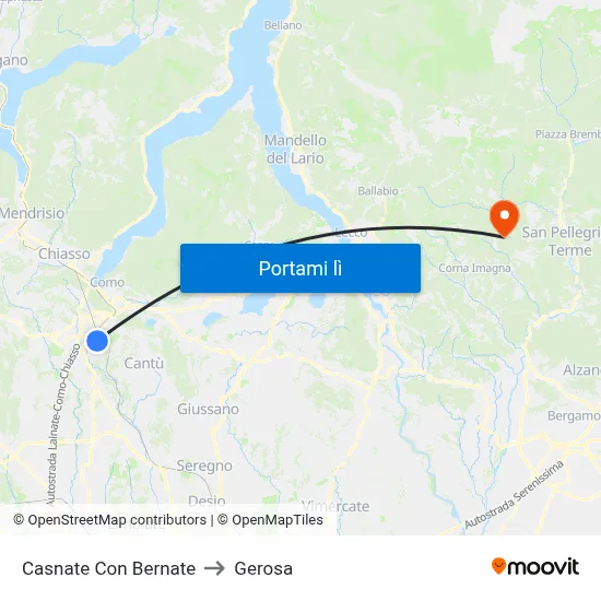 Casnate Con Bernate to Gerosa map