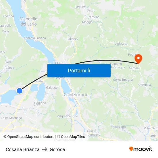 Cesana Brianza to Gerosa map