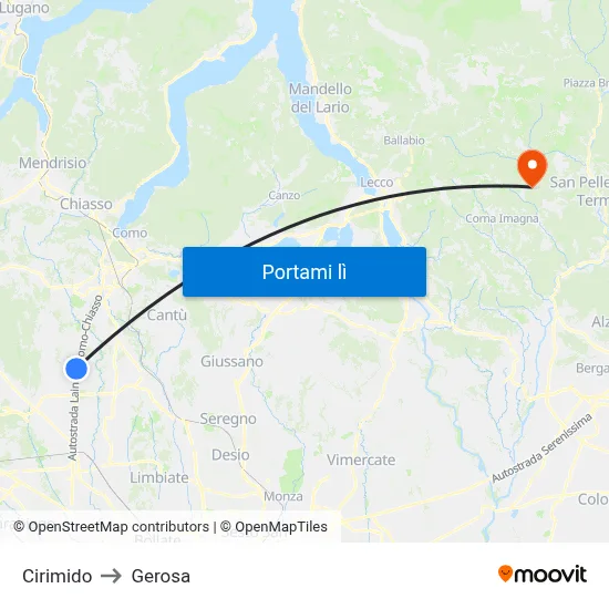 Cirimido to Gerosa map