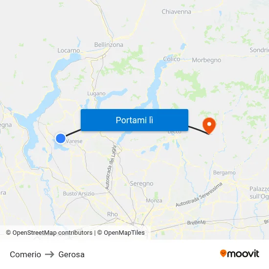 Comerio to Gerosa map