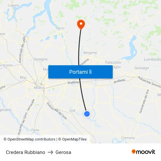 Credera Rubbiano to Gerosa map