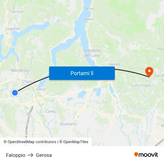 Faloppio to Gerosa map