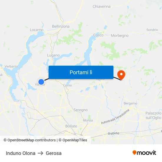 Induno Olona to Gerosa map