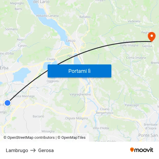 Lambrugo to Gerosa map