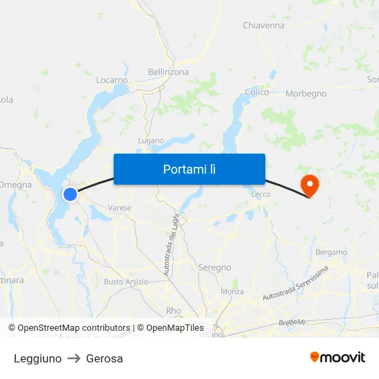 Leggiuno to Gerosa map