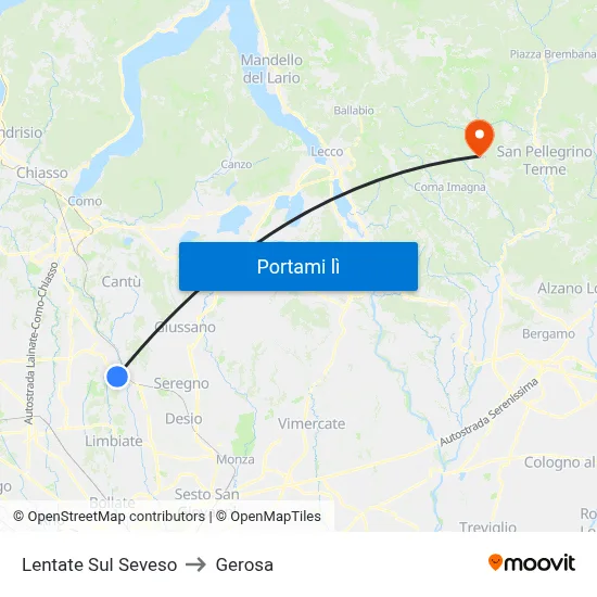 Lentate Sul Seveso to Gerosa map