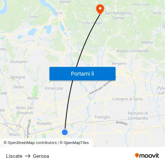 Liscate to Gerosa map
