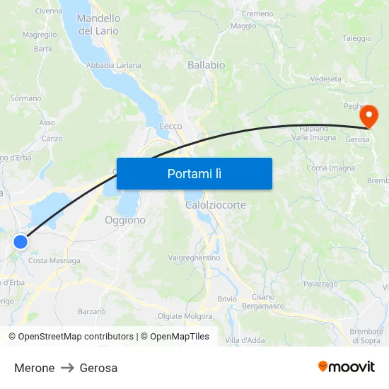 Merone to Gerosa map