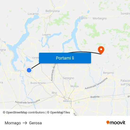 Mornago to Gerosa map