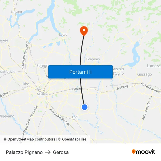 Palazzo Pignano to Gerosa map
