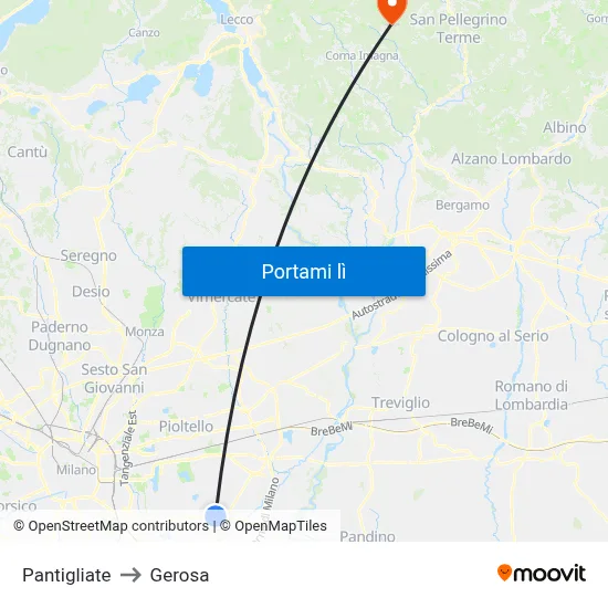 Pantigliate to Gerosa map
