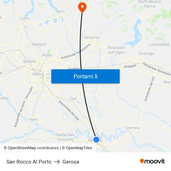 San Rocco Al Porto to Gerosa map
