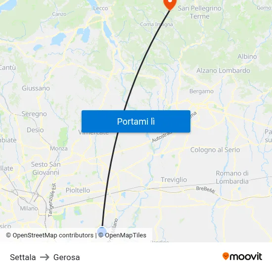 Settala to Gerosa map